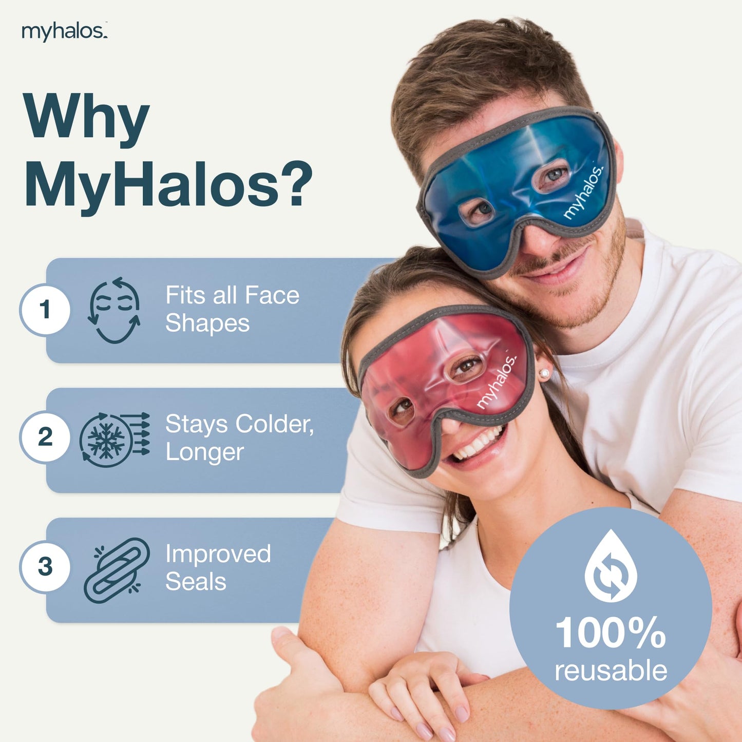 Cooling Eye Mask - Reusable Gel Eye Mask Cold Pack - Our Ice Eye Mask Soothes Puffy Eyes & Dark Circles - Relieve Your Headaches & Sinus Pain Beauty and Personal Care myhalos