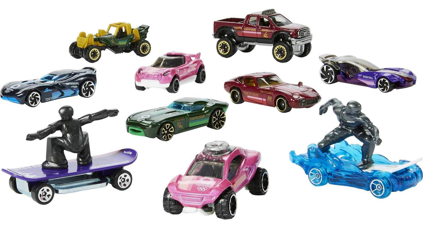 Hot Wheels Tokyo 2020 Olympics 10 Castings in 1 Pack Features 1:64 Scale Cars with Popular Sports Themes Treasure Hunt Car Collectible Ages 3…