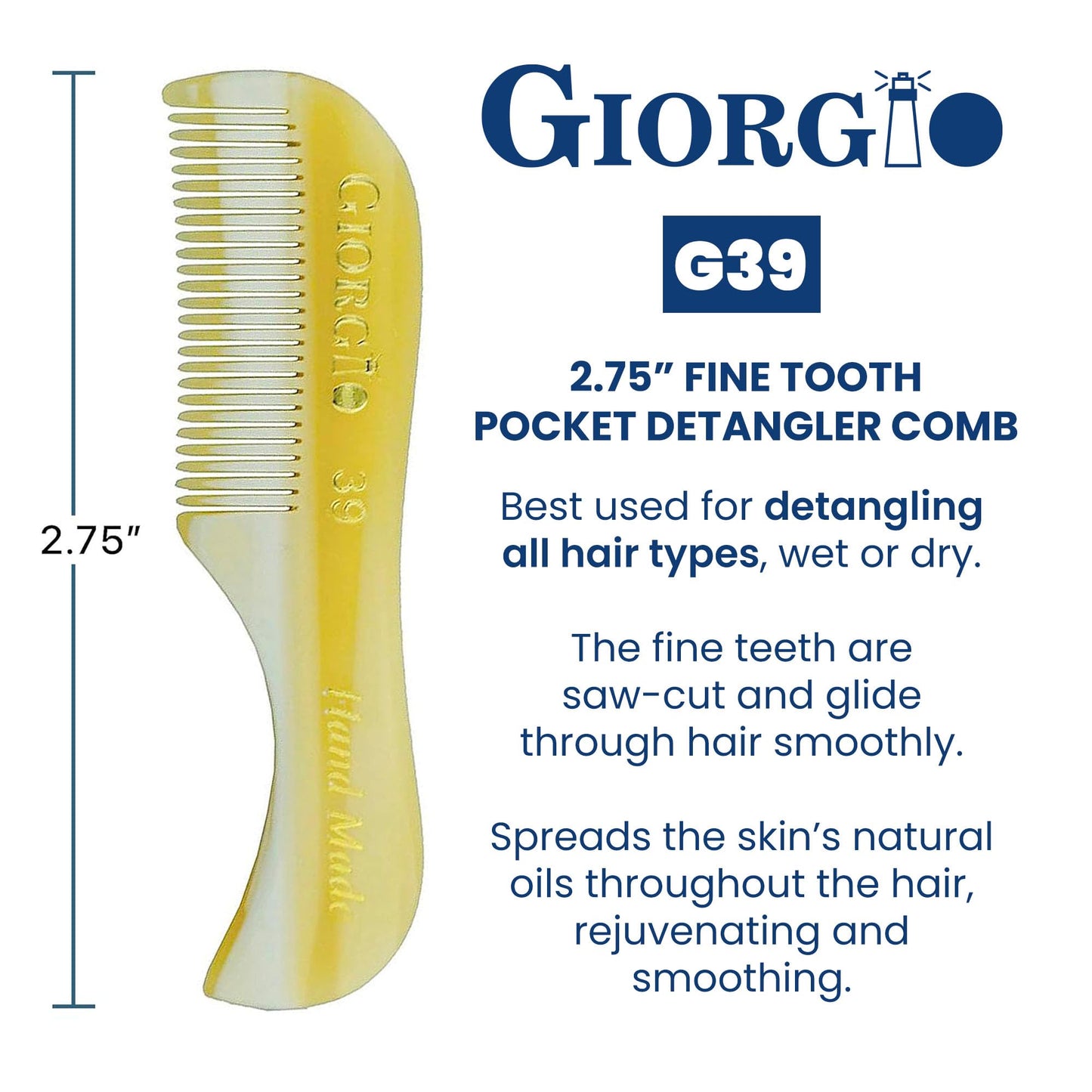 Giorgio G39 Mini Extra Small Men's Fine Toothed Beard and Mustache Comb for Facial Hair Grooming and Styling. Add this pocket comb to your hair Beauty and Personal Care GIORGIO