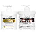 Advanced Clinicals Unscented Retinol Body Lotion & Face Moisturizer + Coconut Oil Body Cream For Women & Men | 2PC Skincare Set Helps Reduce