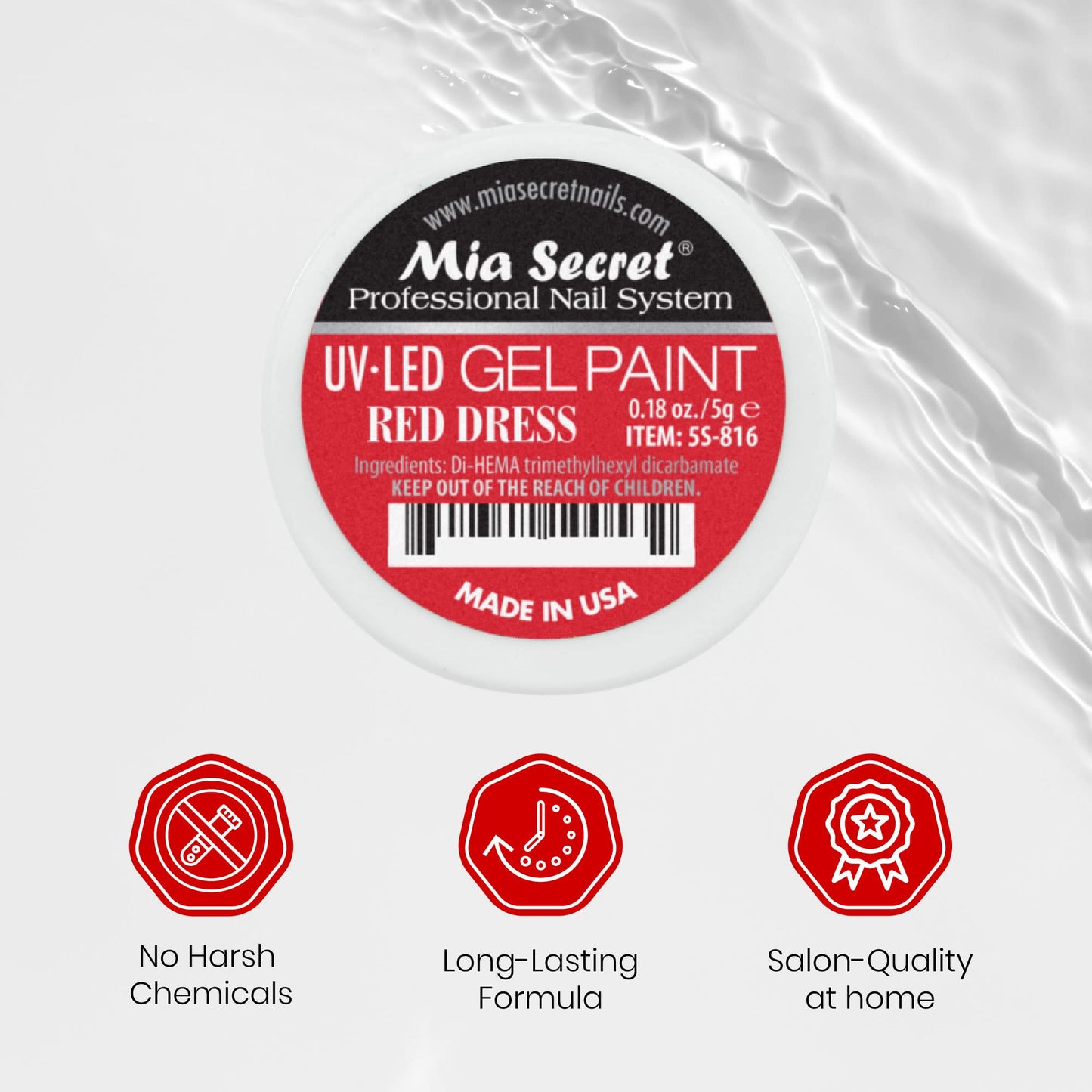 Mia Secret Professional Nail System UV/LED Gel Paint - 5 grams (Red Dress) Beauty & Personal Care Mia Secret