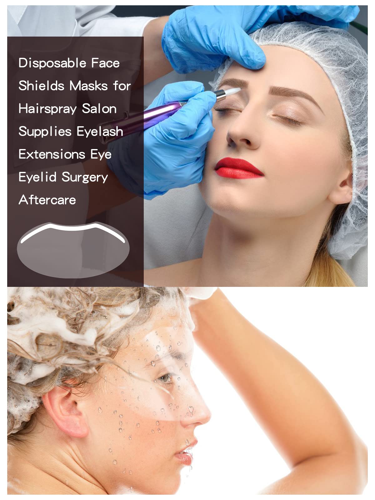 100 PCS Microblading Makeup Shower Face Shields Visors, Disposable Face Shields Masks for Hairspray Salon Supplies and Eyelash Extensions Eye Eyelid
