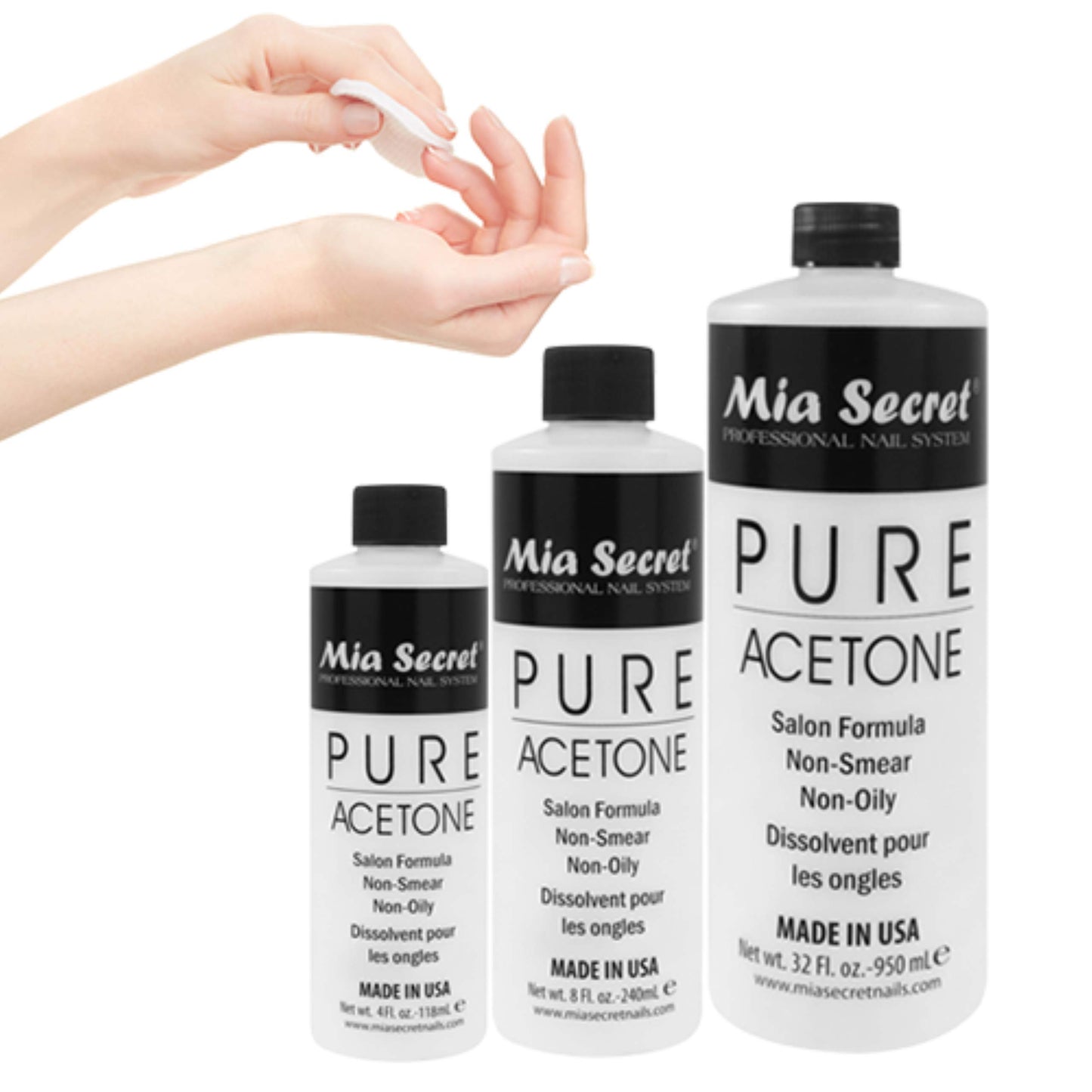 Mia Secret Nail Polish Remover, 100% Pure Acetone, 8 Fl. Oz. Safe and Gentle Cuticle Remover Liquid, Quick and Effective Formula, For Natural