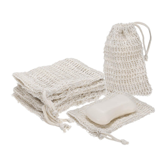 uxcell 5 Pcs Soap Saver Bag, 5.5"x3.5" Mesh Soap Bag with Drawstring Cotton Scrubber Pouch Exfoliating Net for Body Shower Foaming Travel Camping Beauty and Personal Care uxcell