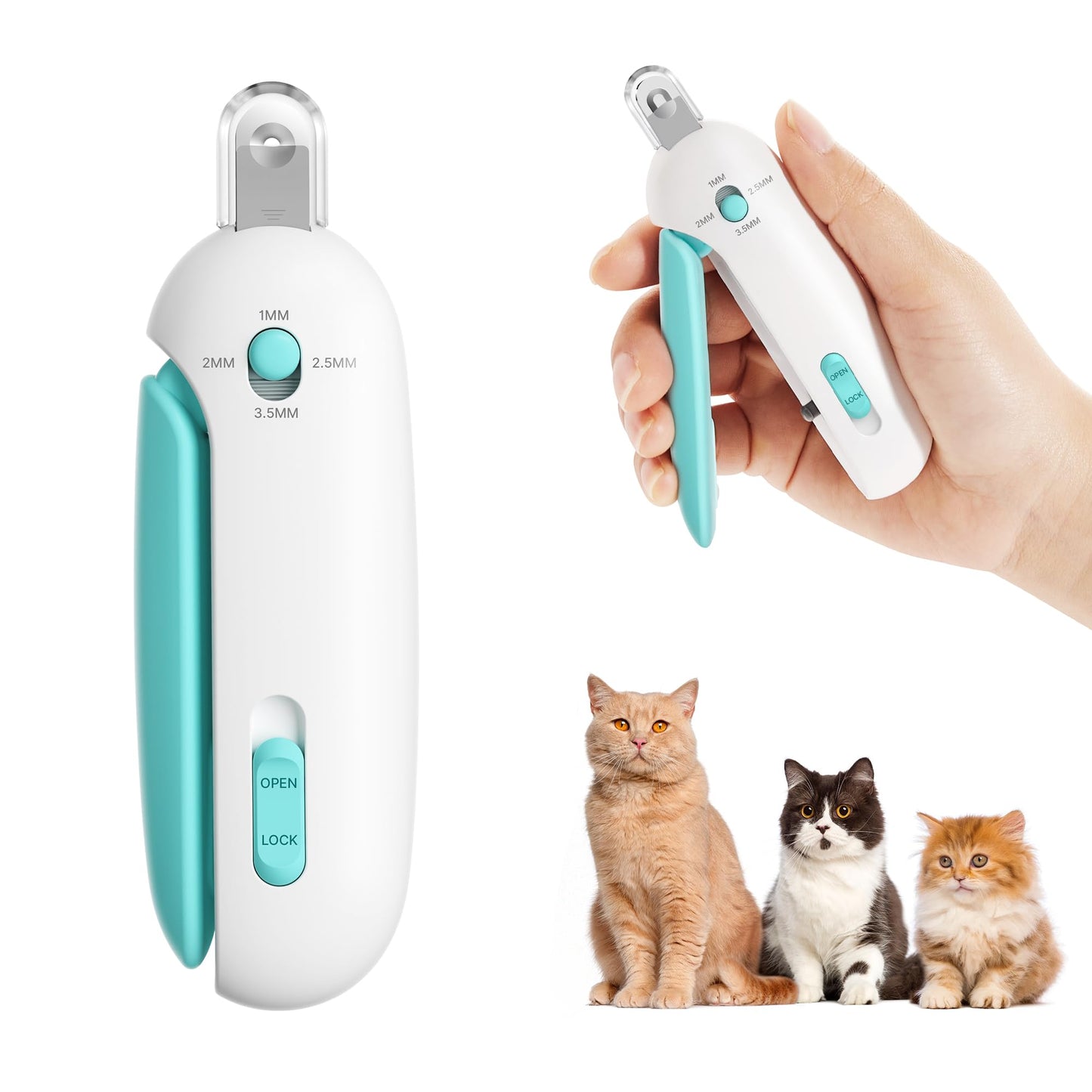 Potaroma Cat Nail Clipper with Adjustable 3-Size Trimming Hole & Hidden Nail File | Safe Toenail Trimmer for Kittens & Indoor Cats | Anti-Splash Claw Beauty and Personal Care Potaroma Default Title