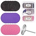 Difenni Sanding Paper Discs with Metal Nail Drill Bit Foot Sandpaper Discs 25mm Foot File Sandpaper Discs #80#150#240 Grits for Manicure Pedicure