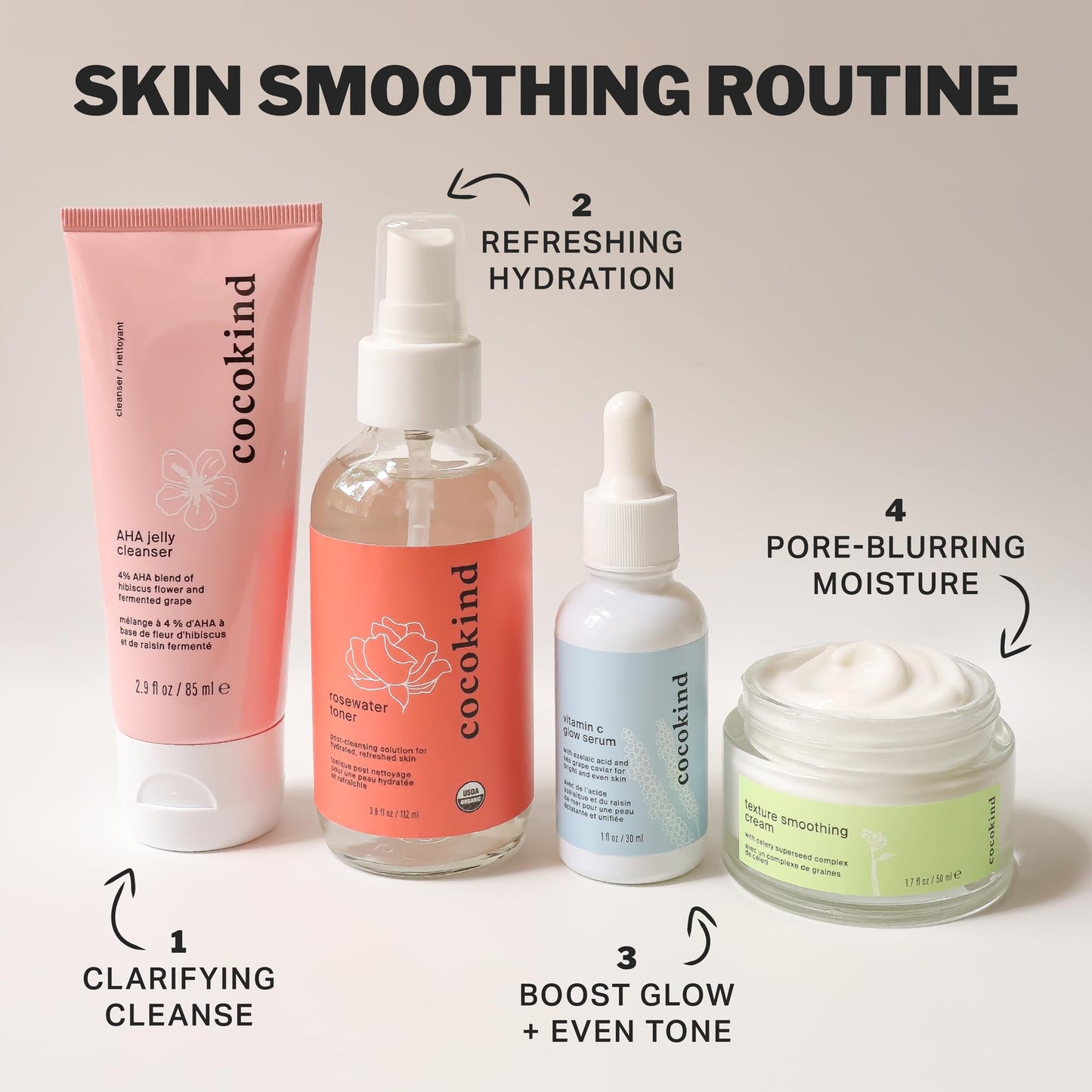 Rosewater Facial Toner by Cocokind, Multipurpose Spray to Set Makeup, Double Cleanse, and Balance Skins pH, Made with Rose Hydrosol, 4 Fl Oz