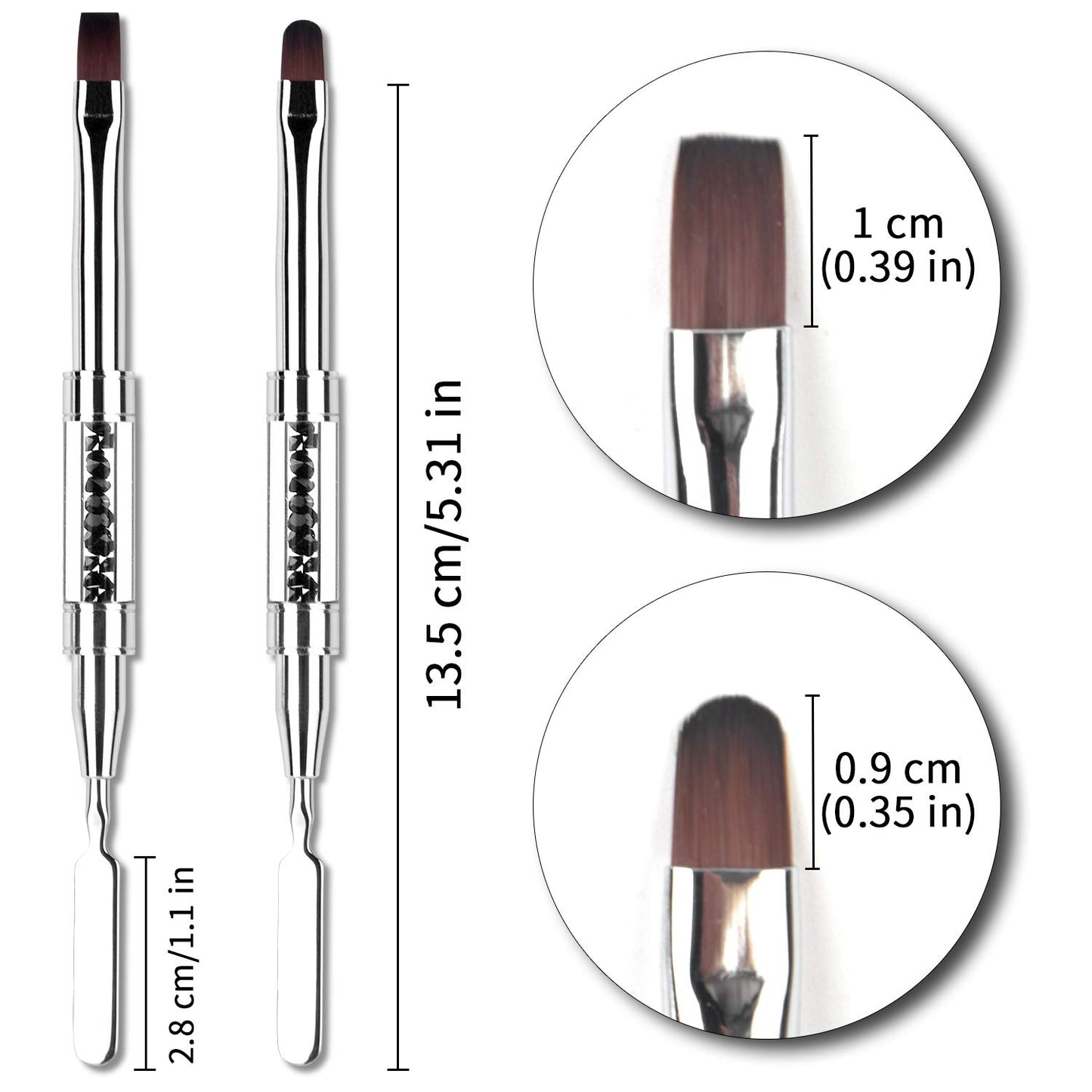 Ycyan 2Pcs Polygel Nail Brush & Picker, Dual-ended Oval & Flat Gel Nail Brushes Polygel Slice Tool for PolyGel UV Builder Gel Nails Extension