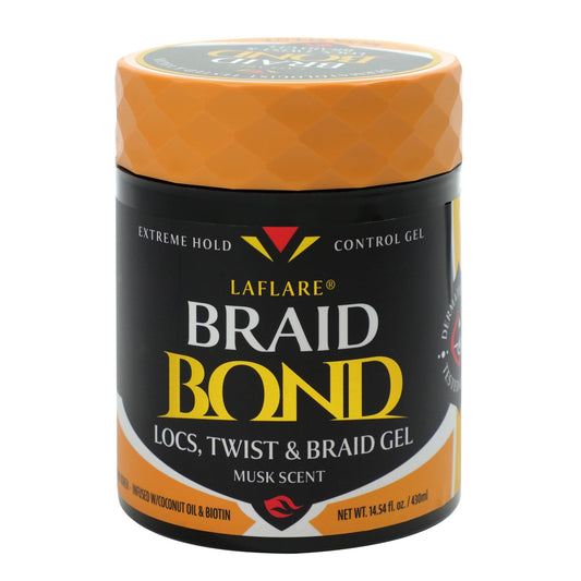 Laflare 430 ml Braid Bond Gel Bulk Extreme Hold for Natural & Kids Hair, Vegan, Nourishing, Braiding Hair, Twist Hair (Musk)