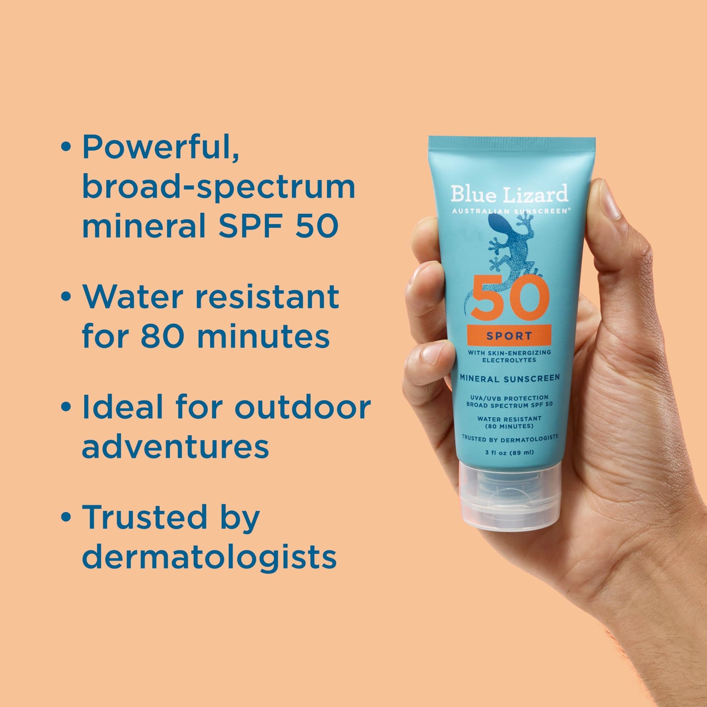 Blue Lizard Sport Mineral SPF 50 Lotion, Ideal for Athletes, 100% Mineral Sunscreen Actives, Fragrance-Free, Paraben-Free, Vegan, 3.0 fl oz (Pack Beauty and Personal Care BLUE LIZARD