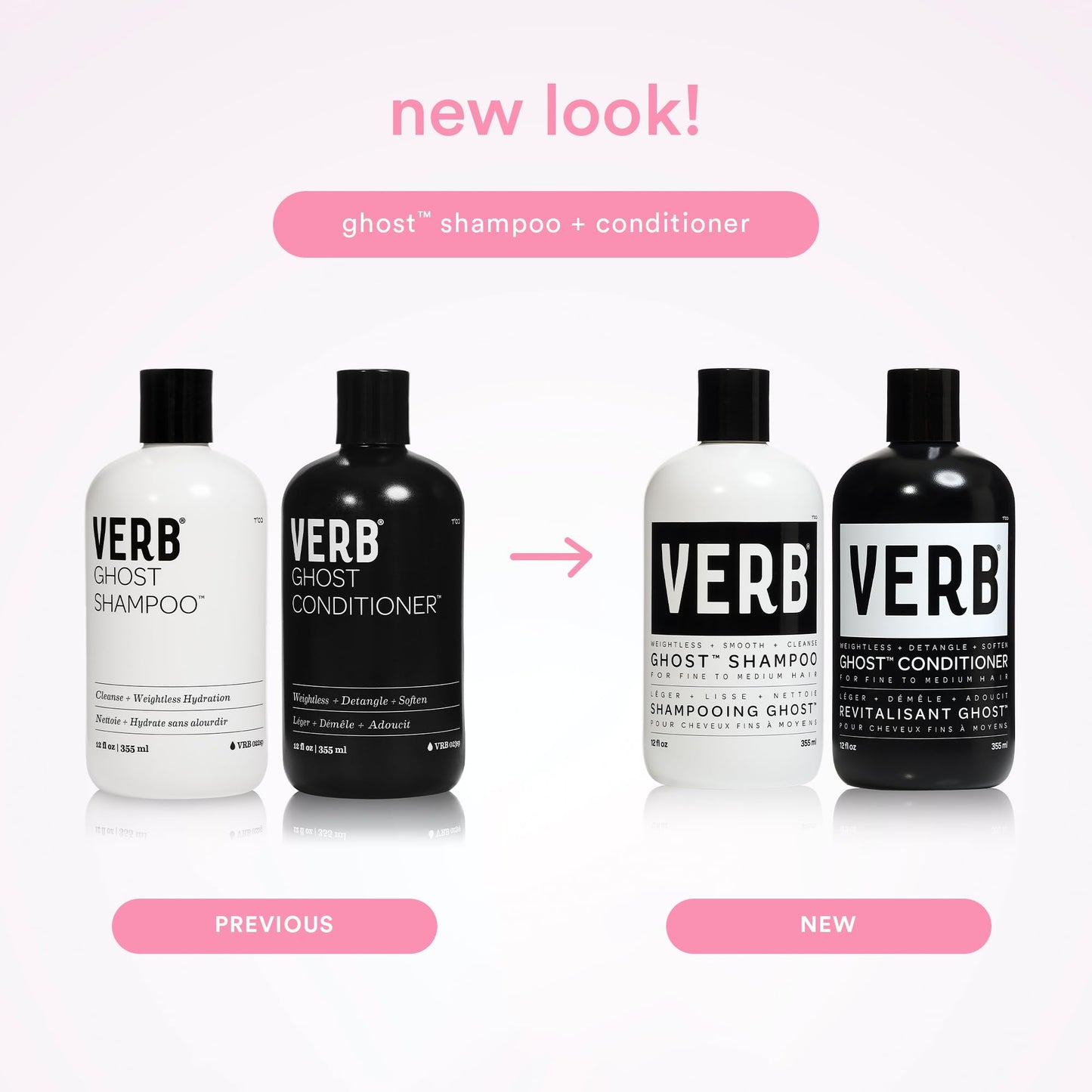 VERB Ghost Shampoo & Conditioner Duo Set, 12 fl oz, Infused with Moringa Oil -Cleanses + Moisturizes Fine and Weighed Down Hair - Vegan, No Parabens