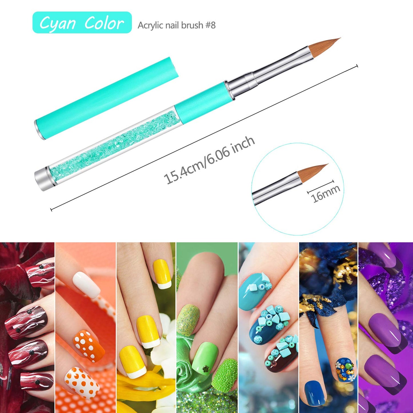 Honoson 5 Pieces Acrylic Nail Brush 3D Nail Brushes for Acrylic Flower UV Gel Pen Painting Tools Home DIY Salon Using Manicure Pen, Size 4, 6, 8, 10