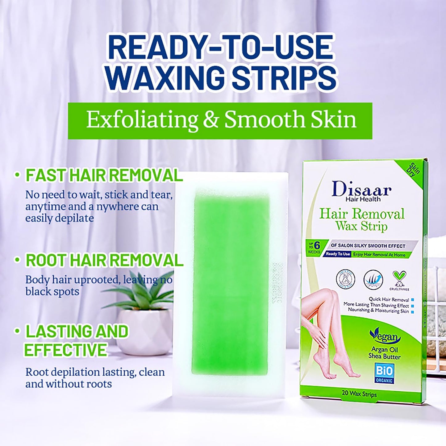 DISAAR BEAUTY Hair Removal Wax Strip Ready To Use At Home Armpit Leg Arm Bikini Area Natural Plant Extract Soothing Soft Skin 20PCS (Sensitive Skin Beauty and Personal Care DISAAR Beauty