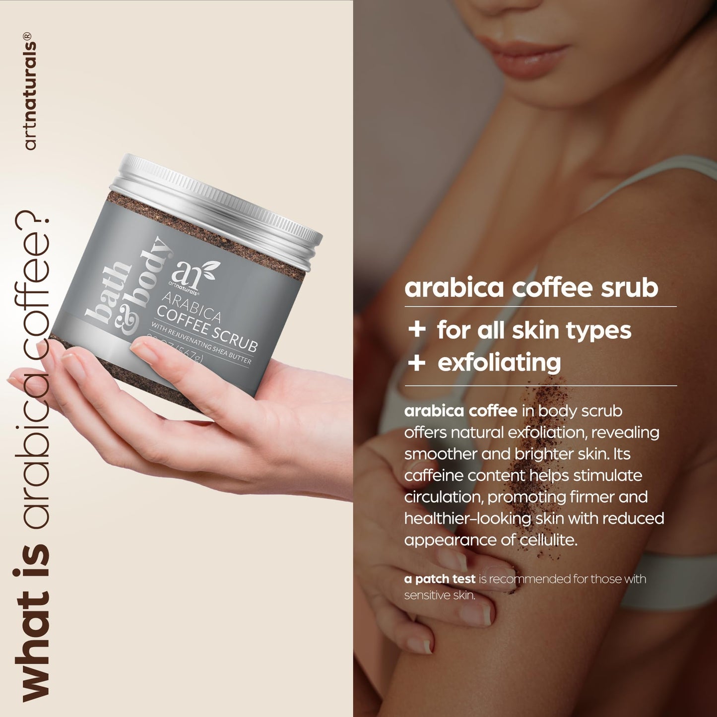 artnaturals Natural Arabica Coffee Scrub- Body - Exfoliating and Rejuvenating Body Rub - For Skin care, Stretch Marks, Acne and Cellulite - 20 oz Beauty & Personal Care Artnaturals