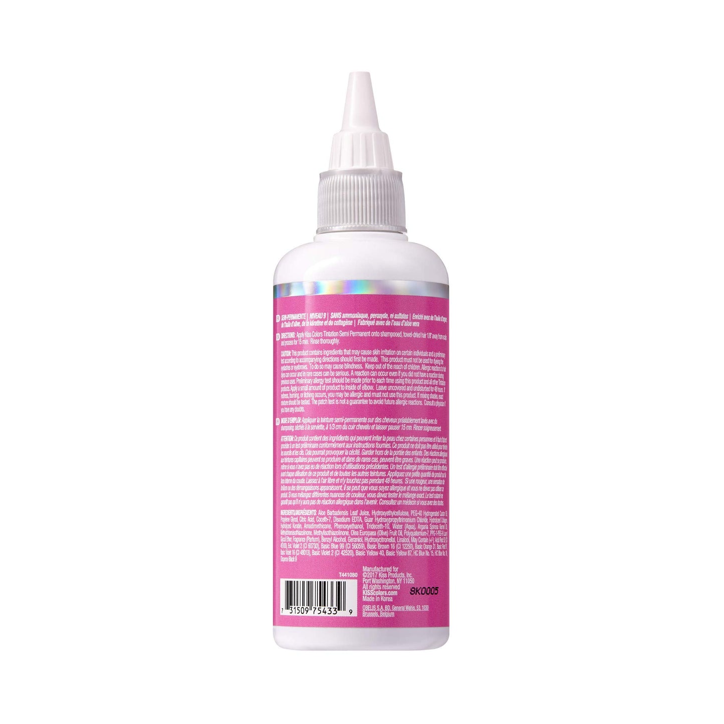 Red by Kiss Tintation Semi-Permanent Hair Color, Aloe Vera Water Based, Argan Oil, Olive Oil, Collagen & Keratin, Long-Lasting Color Dye (Pink Petal