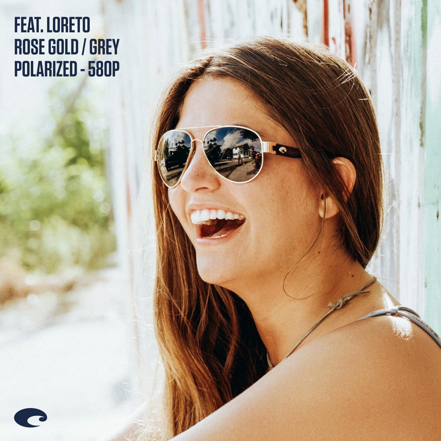 Costa Del Mar Polarized Sunglasses Womens - Loreto Aviator Designer Sunglasses for Women with 100% UV Protection - Size 56 - Palladium/Blue Mirror