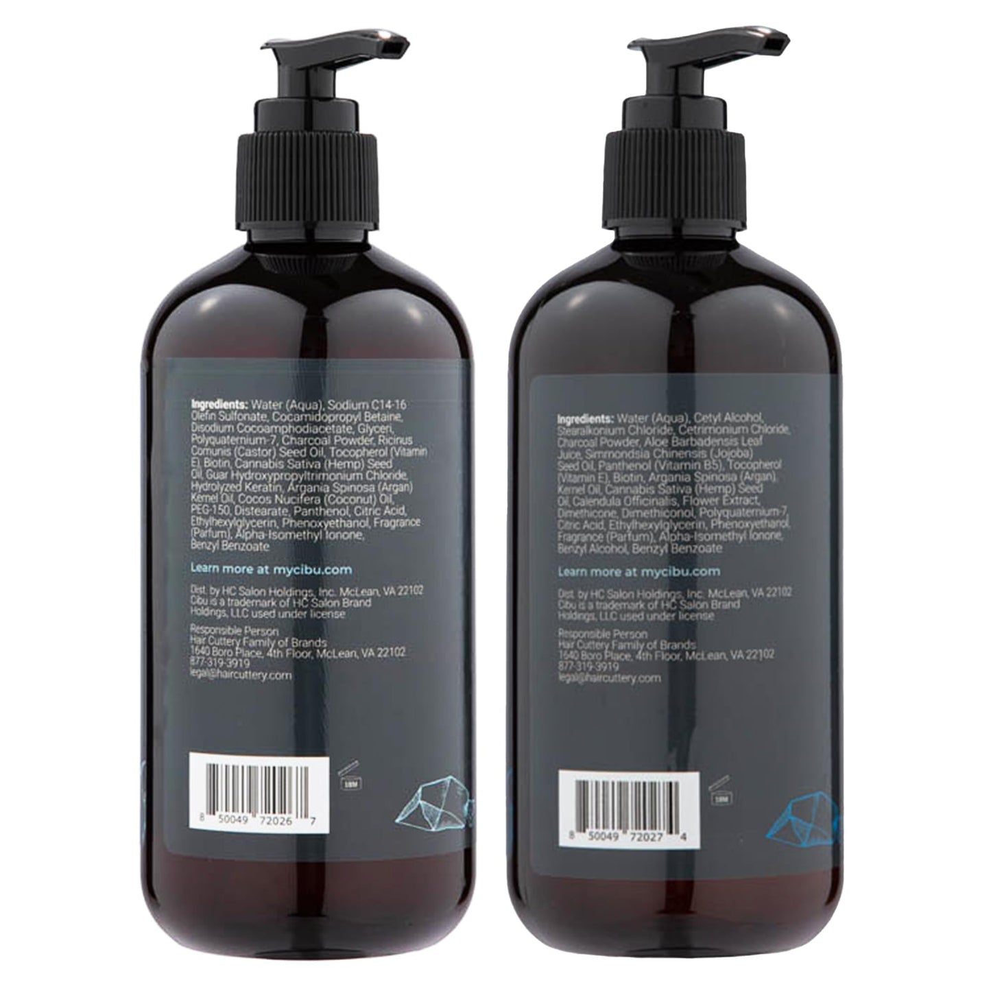 CIBU for Men Charcoal Shampoo and Conditioner Bundle - 12oz Deep Clean Men’s Volumizing Shampoo - 12oz Hydrating and Volumizing Charcoal Cleansing