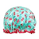 allydrew Reusable Women's Waterproof Shower Caps for Long Hair, Cherries