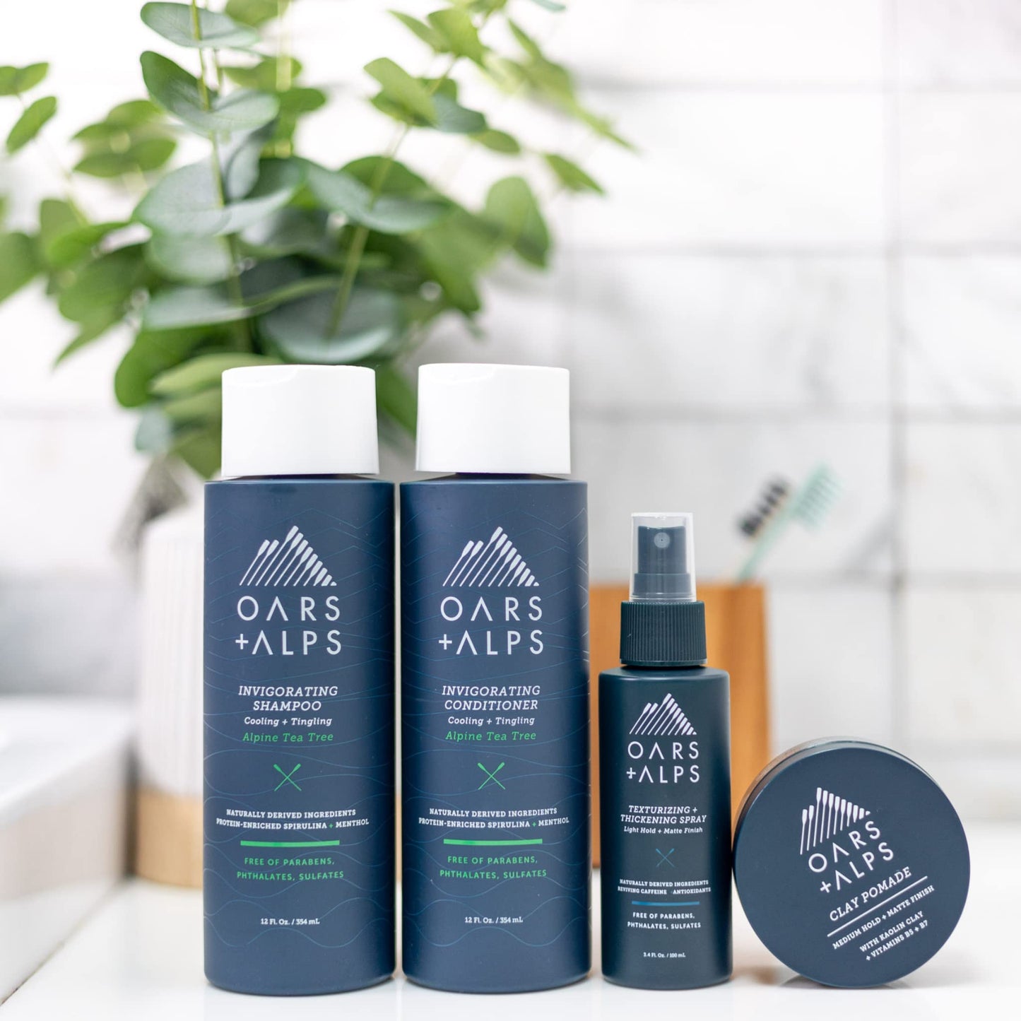Oars + Alps Clay Hair Pomade for Men with Biotin, Kaolin Oil, Bentonite Clay, Jojoba Oil, Vitamin B7 & B5, Promotes Hair Growth, Medium Hold, Matte
