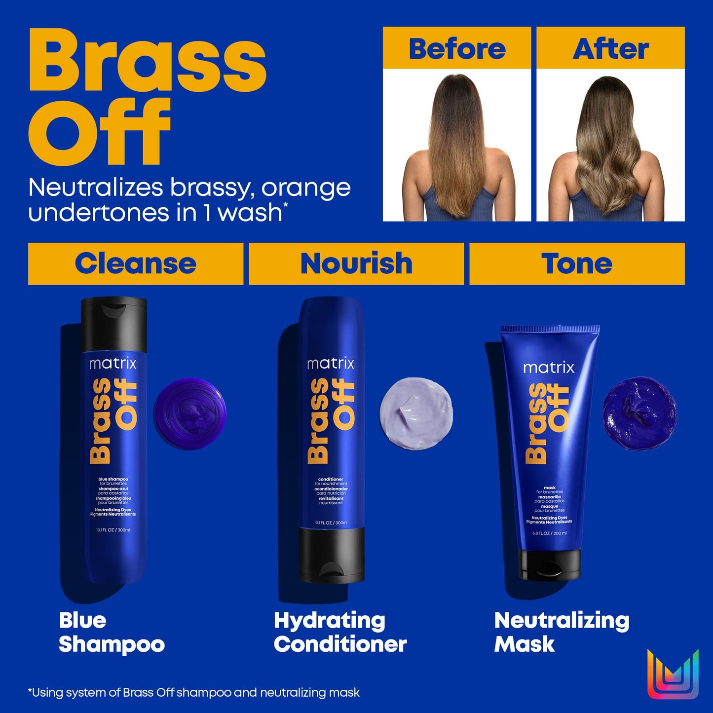 Matrix Brass Off Color Depositing Neutralization Hair Mask | Repairs & Protects Fragile Hair | For Color Treated Hair |Neutralizes Orange Tones |