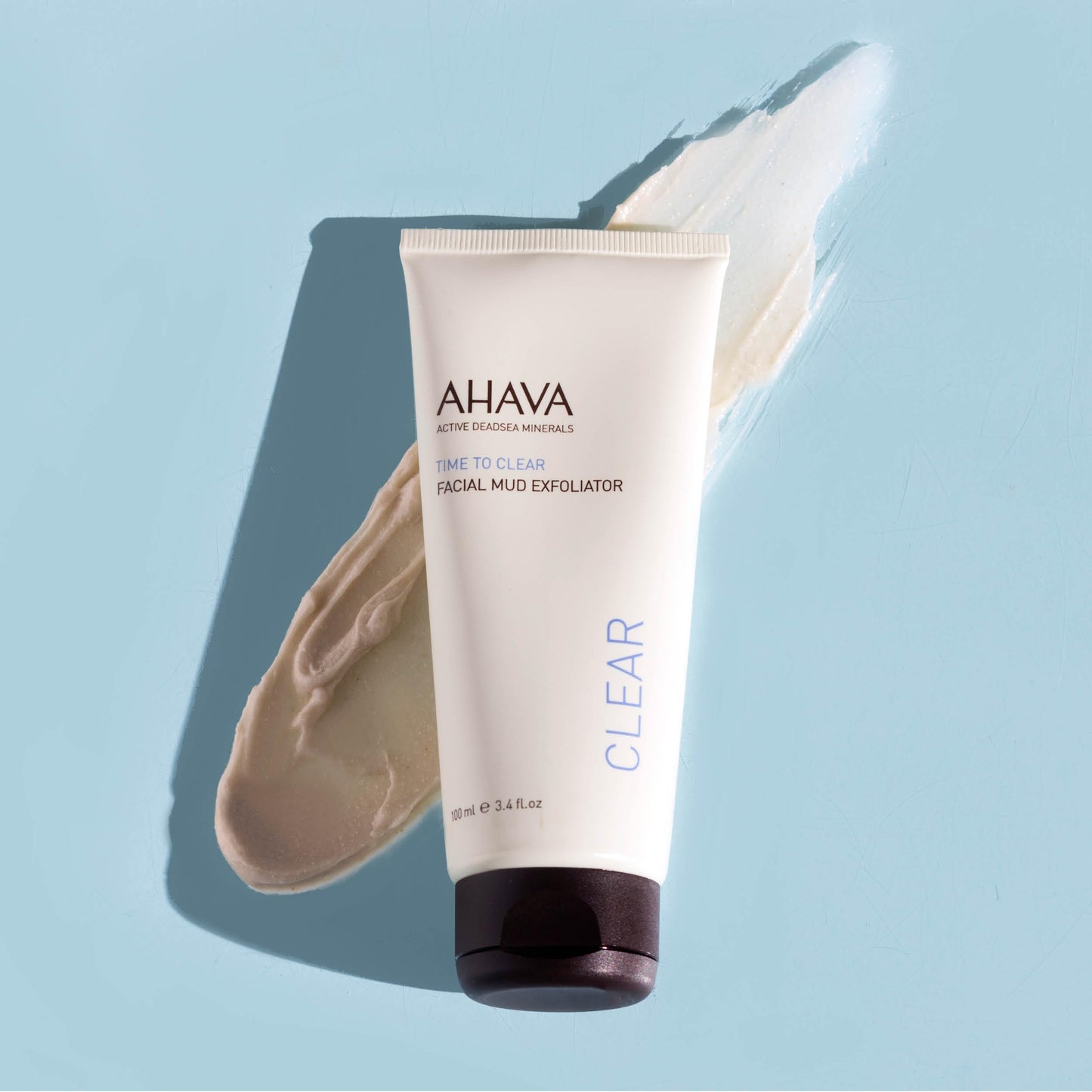 AHAVA Time To Clear Facial Mud Exfoliator - Gentle mud-based scrub to purify, exfoliate & fresh the skin, unveils radiant, boosts skincare absorption