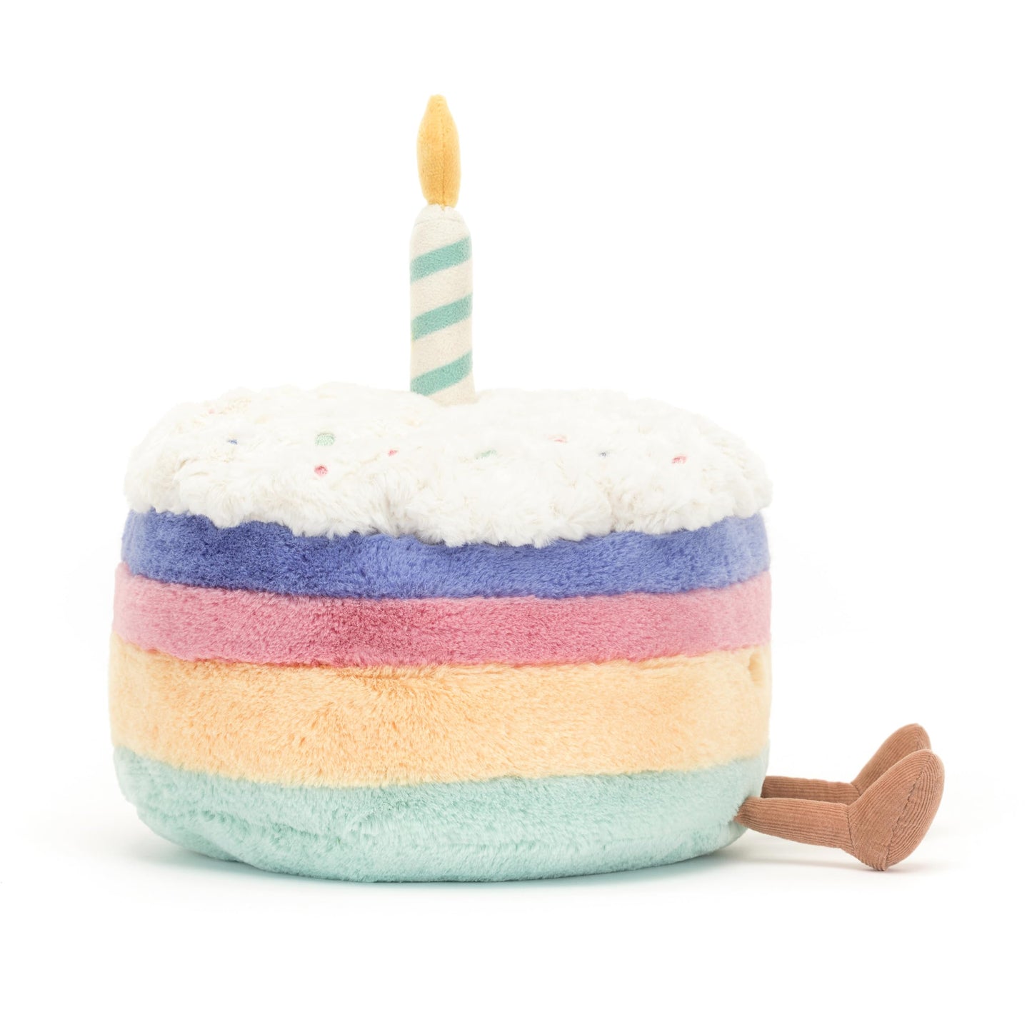 Jellycat Amuseables Rainbow Birthday Cake Stuffed Toy, Medium 6 inches - Dessert Plush - Birthday Gift