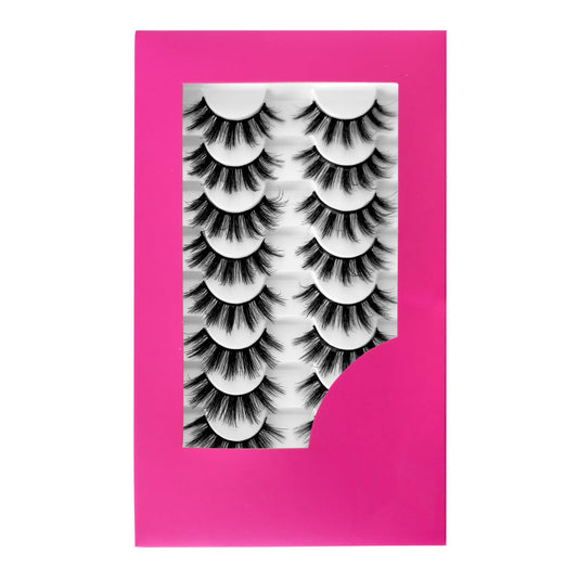 beautykaisen 8Pair 3D False Eyelashes Fluffy Natural Look PACK Volume Fluffy Natural Faux Mink Lashes(3D999 DRAK PINK)