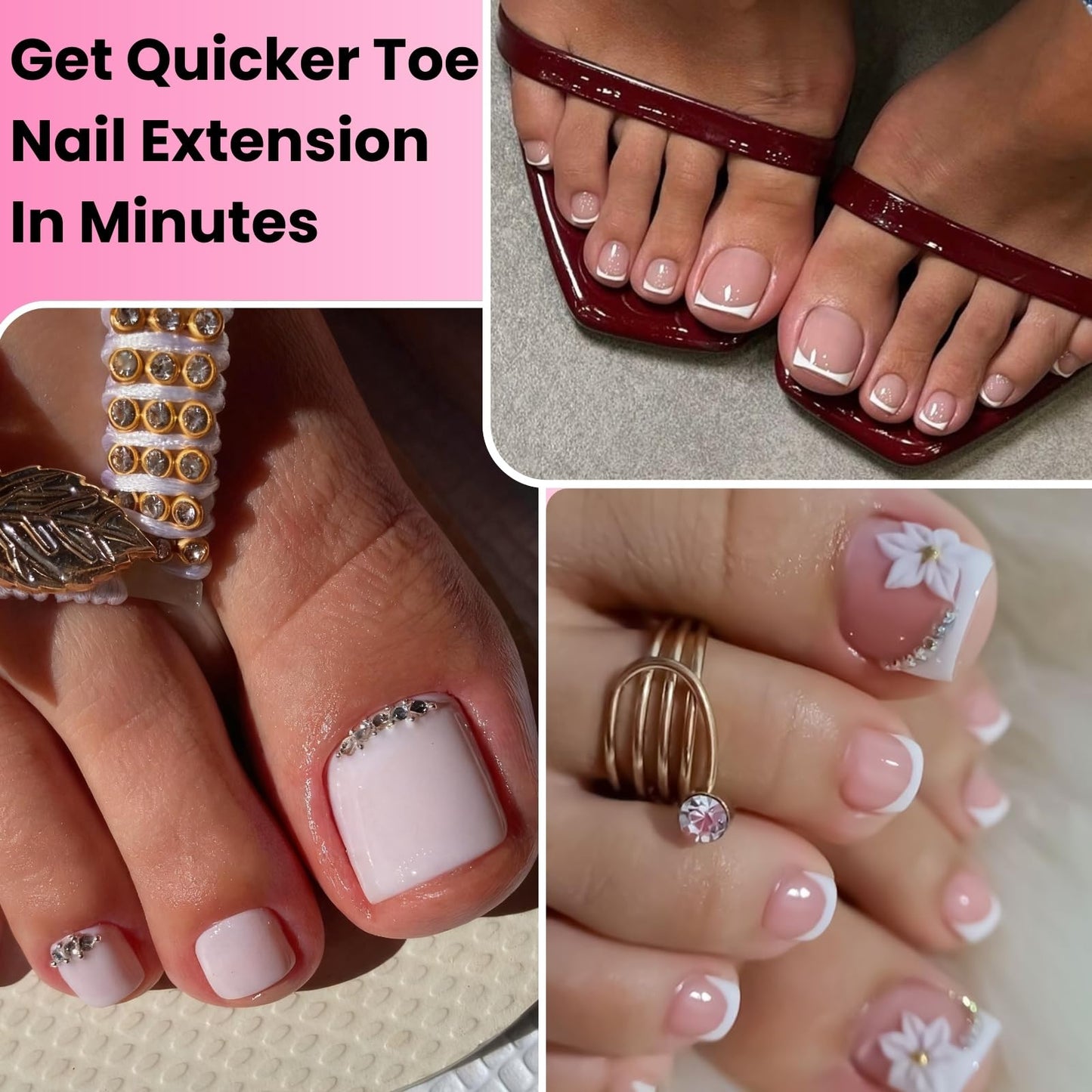 GlimightyX Polygel Toenail Kit, Clear White Pink with Toe Dual Nail Forms Beauty and Personal Care GlimightyX