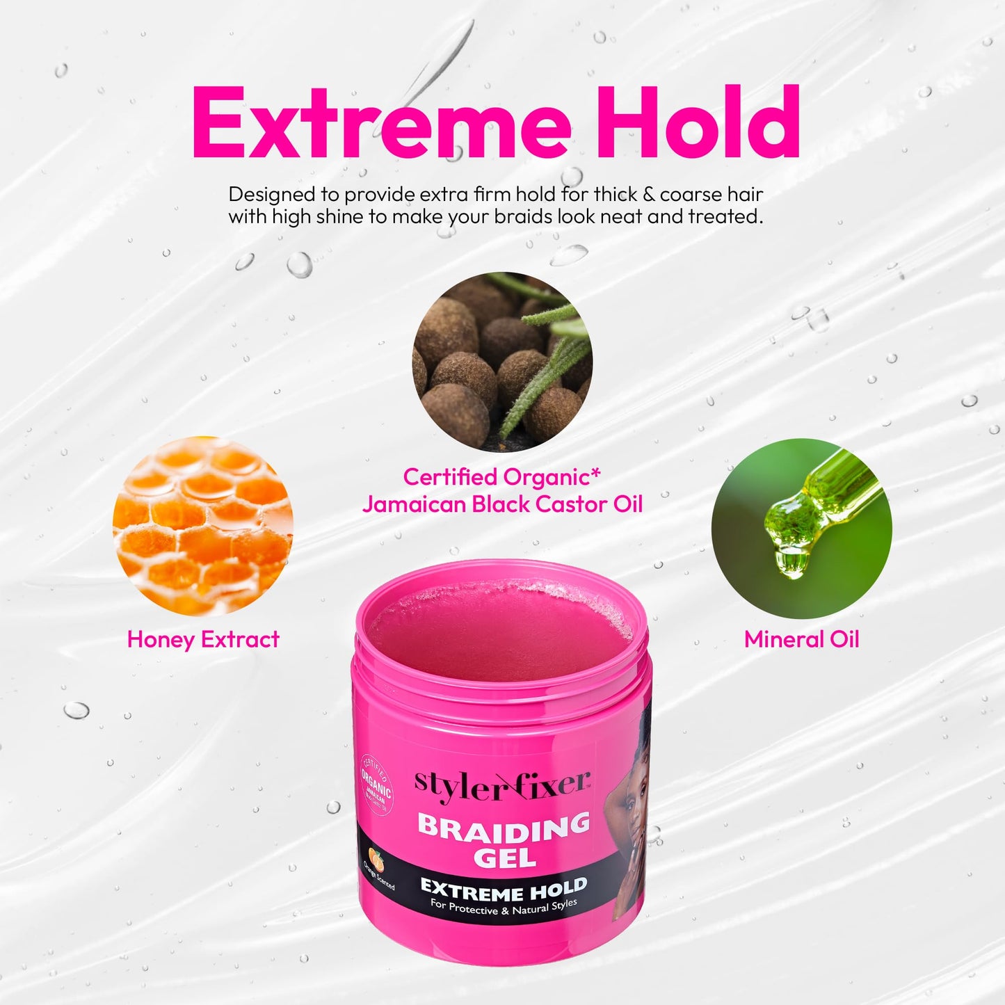Red by Kiss Braiding Gel Extreme Hold Styler Fixer for Box Braids & Cornrows, Hydrating, Conditioning, Long-Lasting Frizz Control, 4C Moisturizing