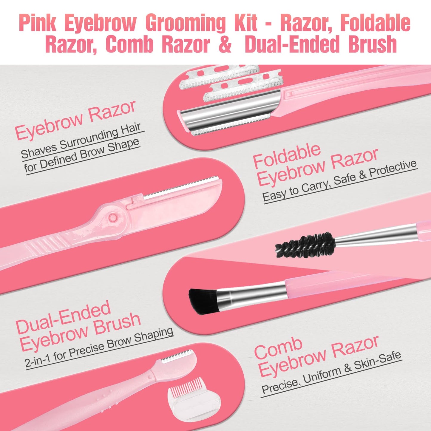 Eyebrow Kit, 17 in 1 Tweezers for Women Facial Hair, Hair Scissors with Comb, Eyebrow Trimmer, Brow Brushes, Hair Tools Travel Bag, Professional Beauty and Personal Care NXPPYY