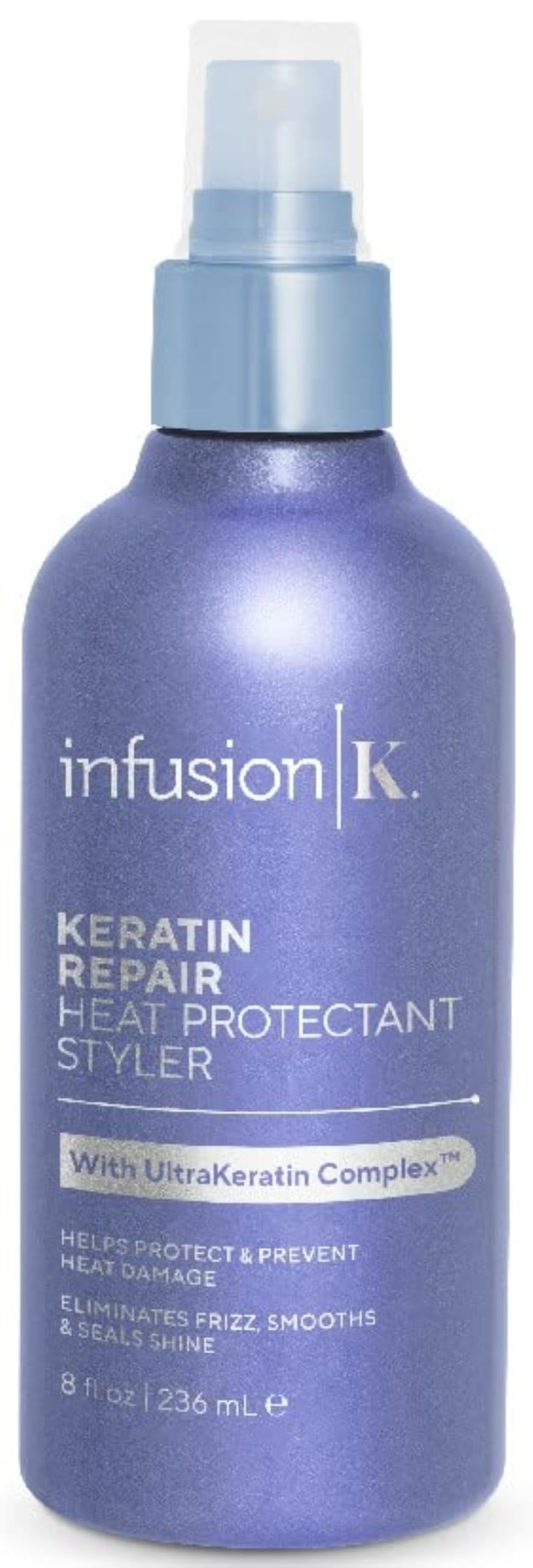 Infusion K Heat Protectant Styler with UltraKeratin Complex - Prevent Heat Damage & Breakage | Control Frizz & Enhance Shine | Color Safe, Paraben