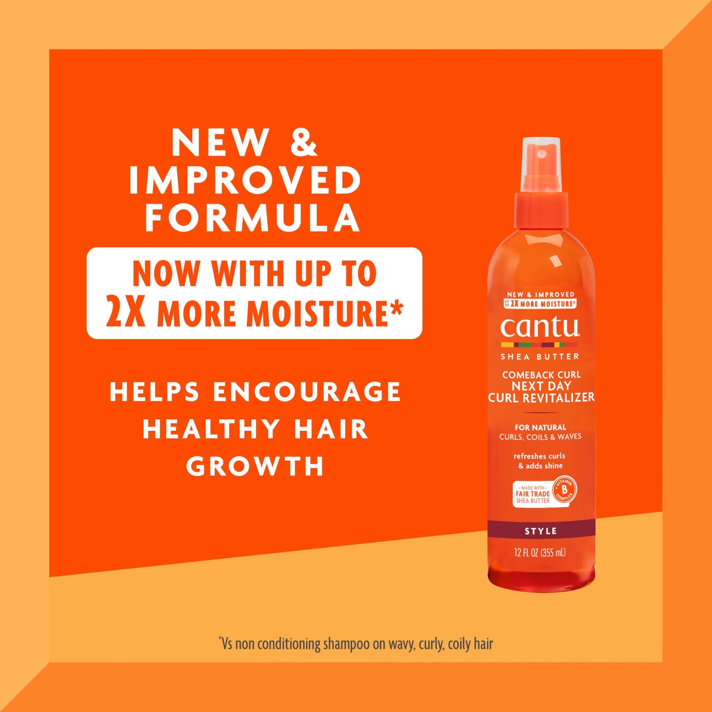 Cantu Comeback Curl Next Day Curl Revitalizer for Natural Hair with Pure Shea Butter, 12 fl oz (Pack of 3)