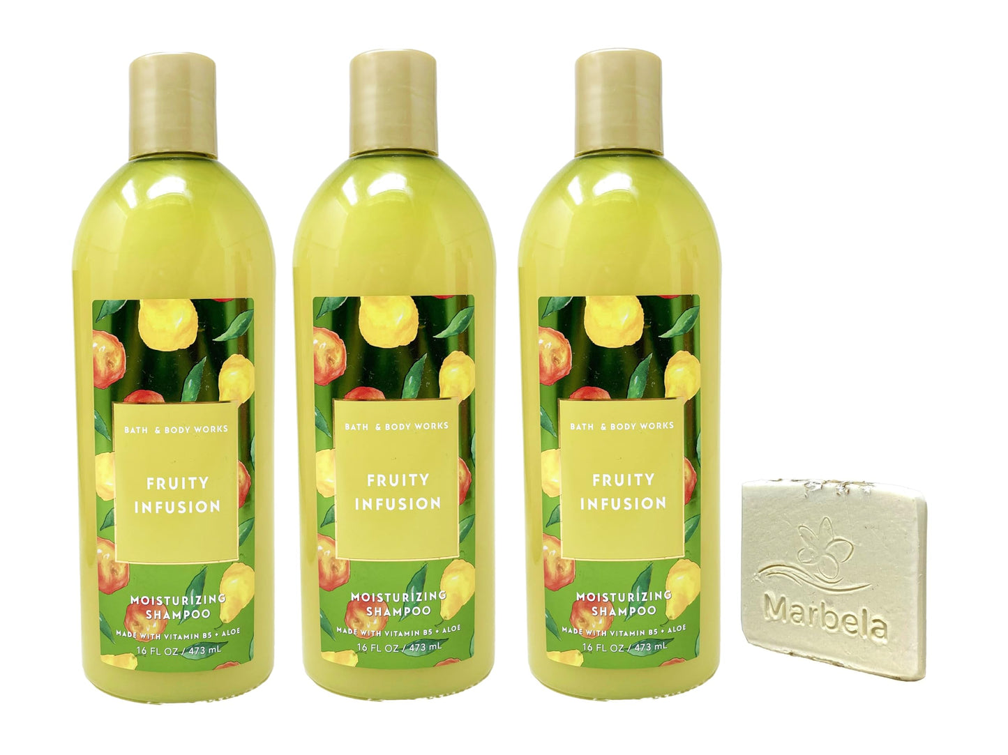 Bath & Body Works Fruity Infusion - 3 Pack Of Moisturizing Shampoo with a Natural Oats Sample Soap