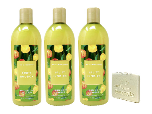 Bath & Body Works Fruity Infusion - 3 Pack Of Moisturizing Shampoo with a Natural Oats Sample Soap