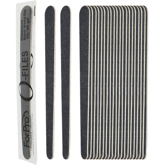 ForPro Professional Collection O-Files Wood Boards, Black, 100/180 Grit, Manicure & Pedicure Nail Files, 6” L x .75“ W, 100-Count Beauty & Personal Care ForPro Professional Collection
