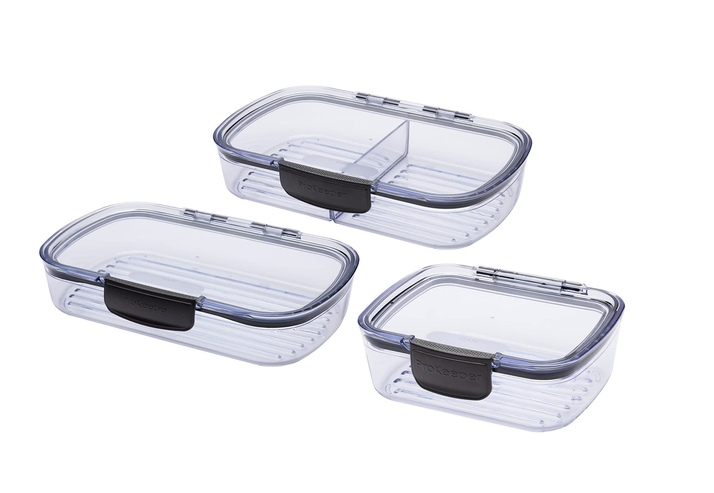 Progressive Prokeeper + Deli Storage Set: Air-Tight Silicone Sealed Containers w Grooved Bottom, Dry Erase Lid, BPA-Free, Stackable, Keeps Meats…