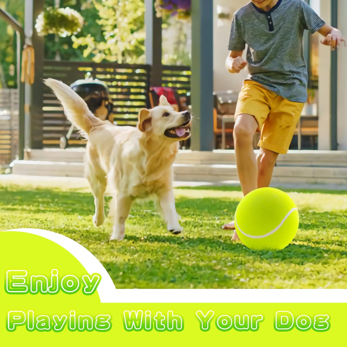 Banfeng Giant 9.5" Dog Tennis Ball – Large Pet Toy for Outdoor Play, Includes Inflating Needles, Fun for Small, Medium & Large Dogs