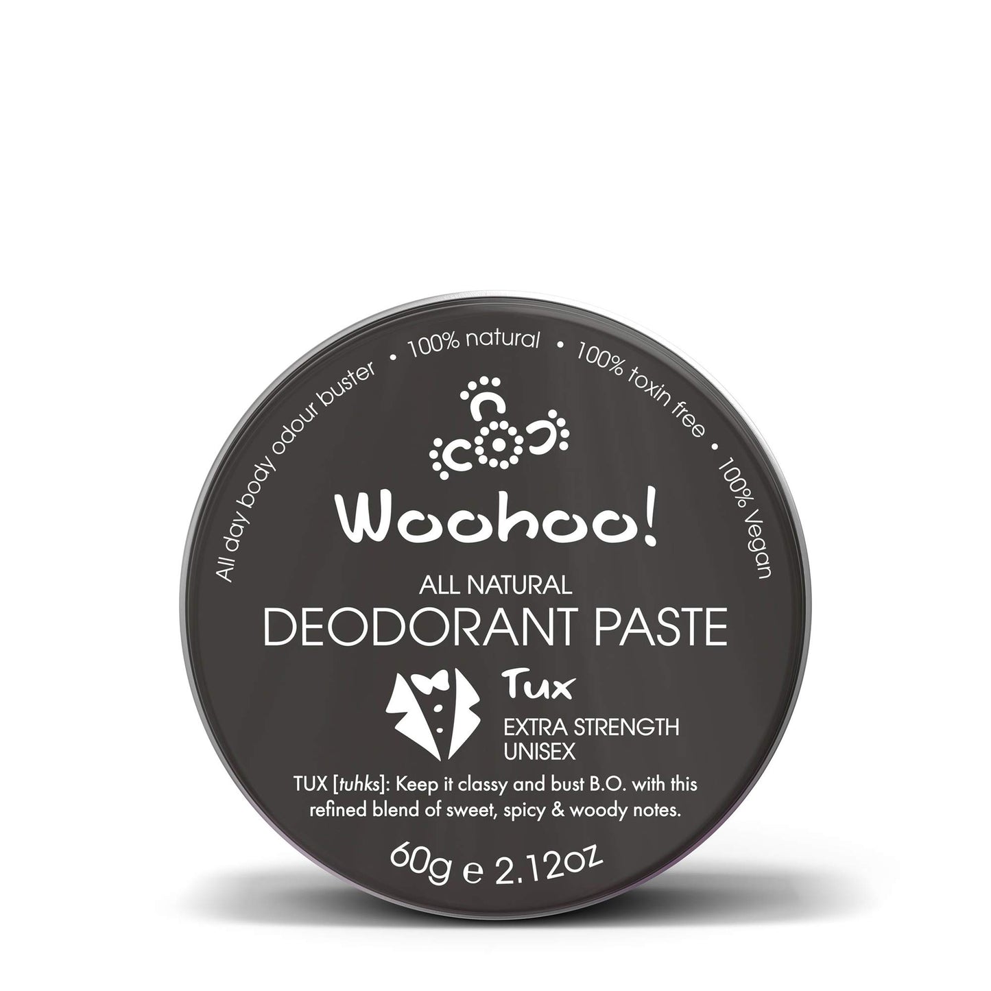 Woohoo! Body All-Natural Deodorant Paste - Tux (Extra Strength, 2.12 oz / 60 g Tin) Beauty and Personal Care Woohoo Body