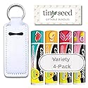 TINY SEED Gift Set: Variety 4-Pack Lip Balm: Strawberry Ice Pop, Pink Lemonade, Peaches & Cream, Sweet Watermelon. Limited Edition I Love Summer