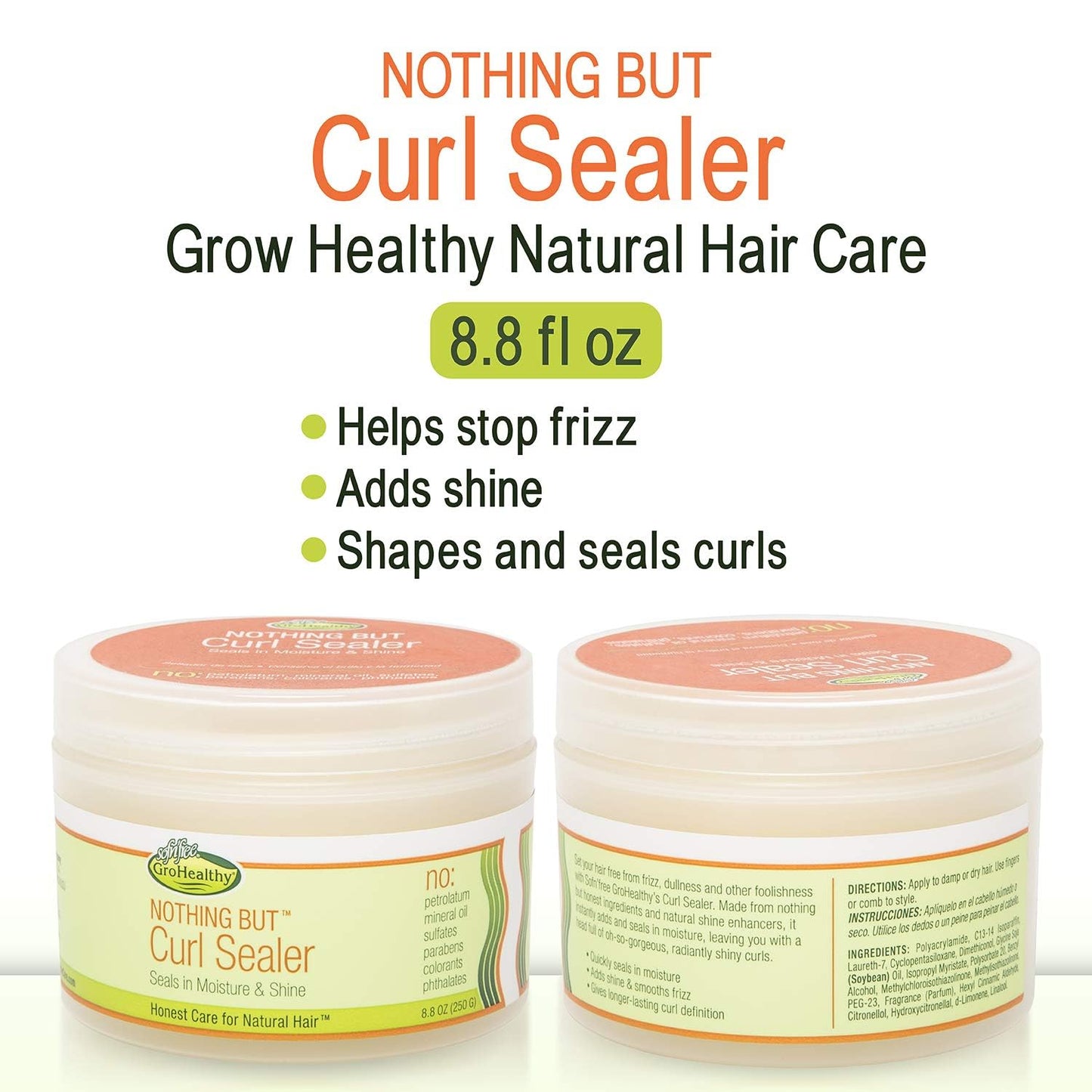 NOTHING BUT Curl Sealer - Gentle Non-Irritating Sulfate-Free Sealer Moisturizes and Adds Shine for All Types of Curly, Healthy, Natural Hair 8.8oz