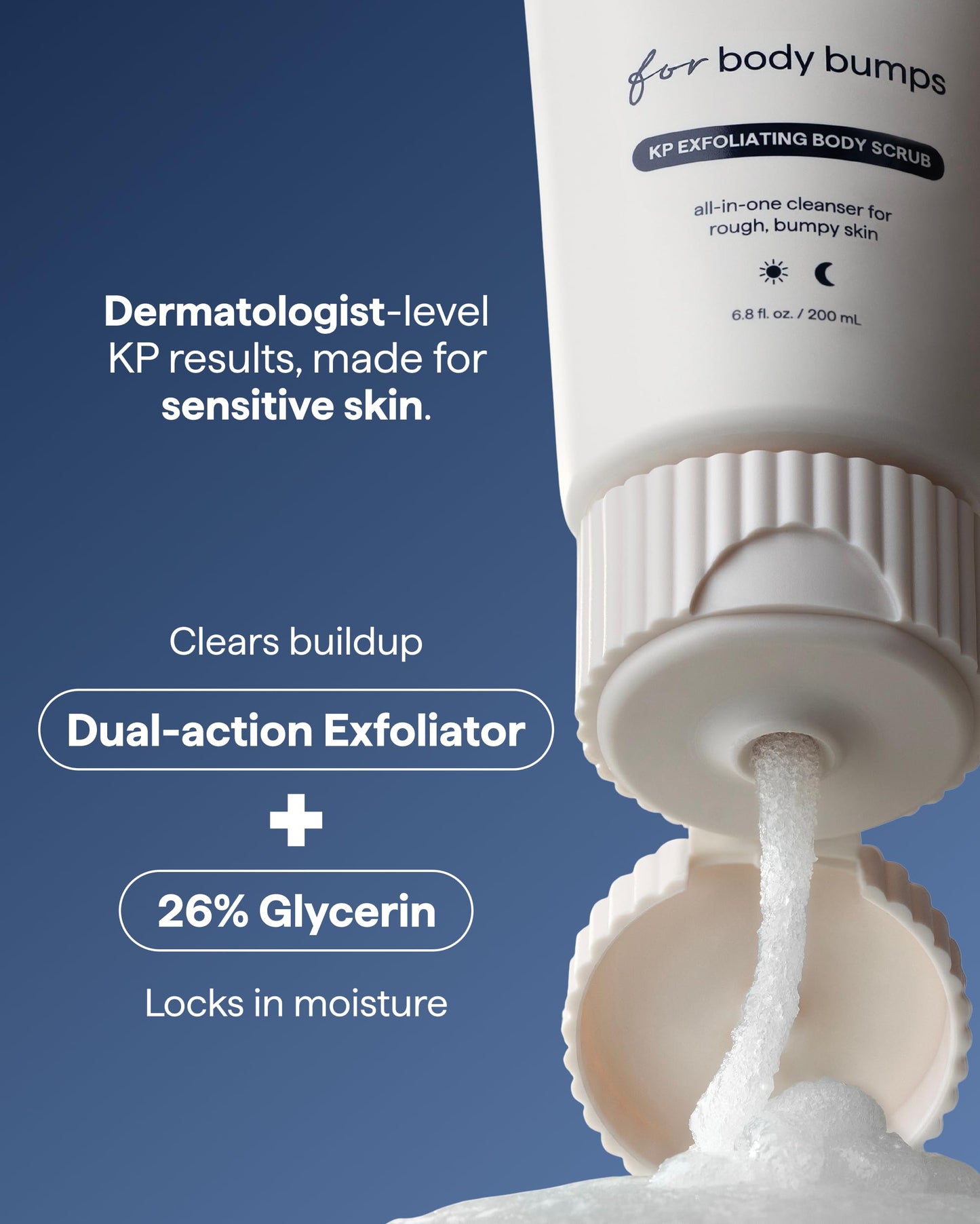 Remedy KP Exfoliating Body Scrub | Keratosis Pilaris and Chicken Skin Treatment with Fine Sugar, Glycolic Acid, Lactic Acid and Squalane | Exfoliating Beauty and Personal Care Remedy Science