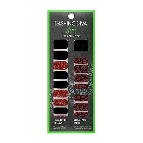 Dashing Diva Gloss Nail Strips - Hallow Queen | UV Free, Chip Resistant, Long Lasting Gel Nail Stickers | Contains 32 Nail Wraps, 1 Prep Pad, 1 Nail Beauty & Personal Care Dashing Diva