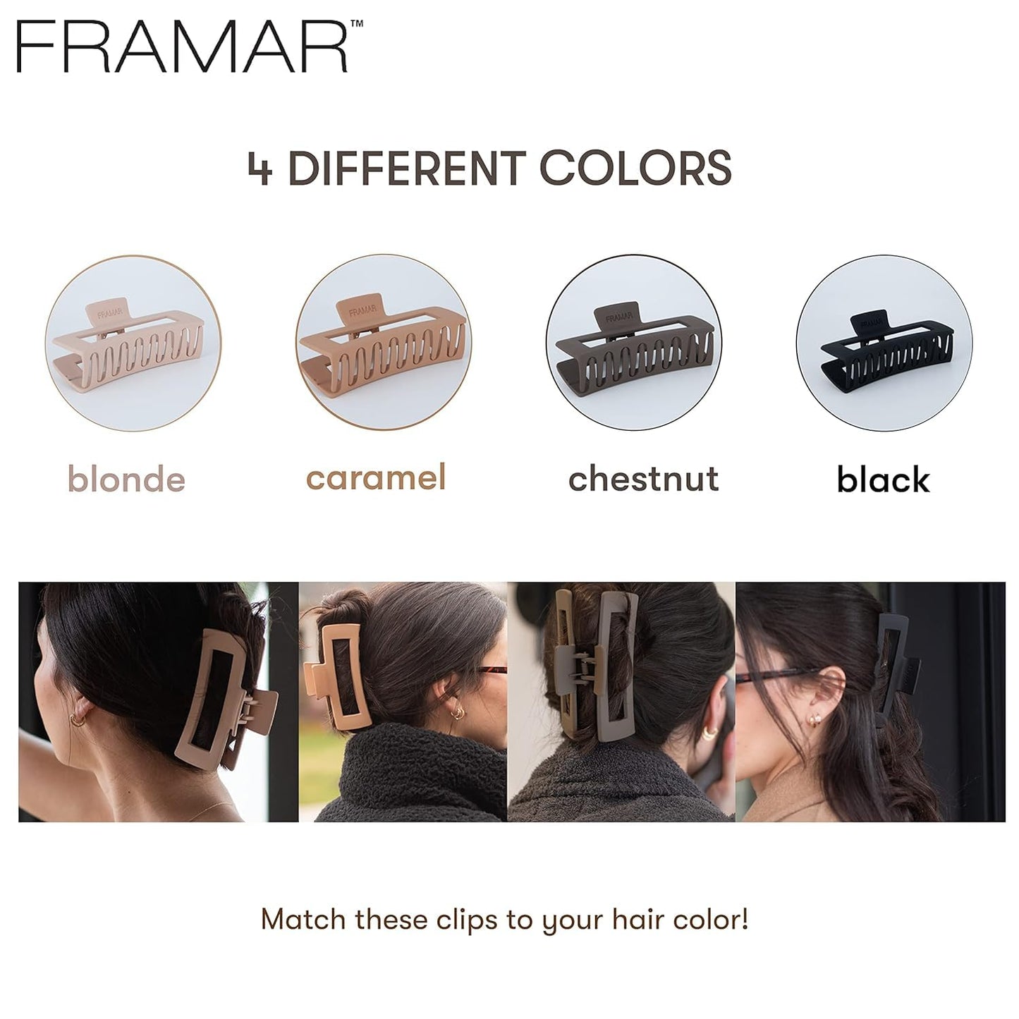 FRAMAR Extra Large Claw Clips For Thick Hair - Hair Claws Pack, Large Hair Clips For Thick Hair, Claw Clip Pack, Hairclips, Hairclips. For Women Beauty and Personal Care FRAMAR