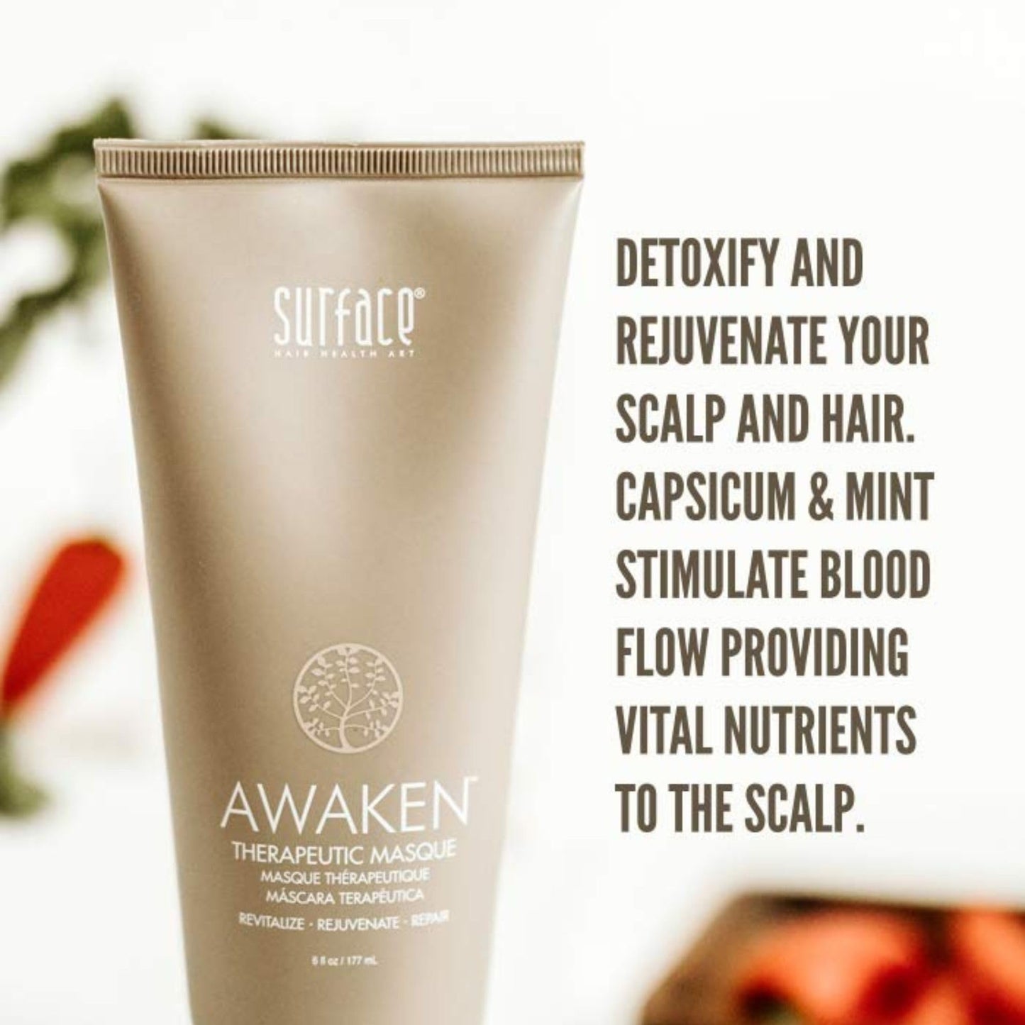 SURFACE Hair Awaken Therapeutic Masque, Scalp And Hair Rejuvenating Mask for Thinning Hair, 6 Oz.