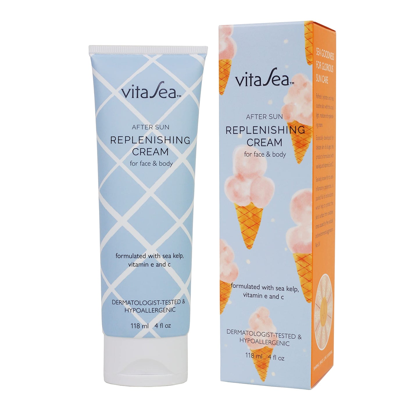VitaSea After Sun Replenishing Cream for Face and Body, Refresh, Hydrate & Soothe Heat Exposed Skin, Fast-Absorbing Vegan After Sun Care, Formulated