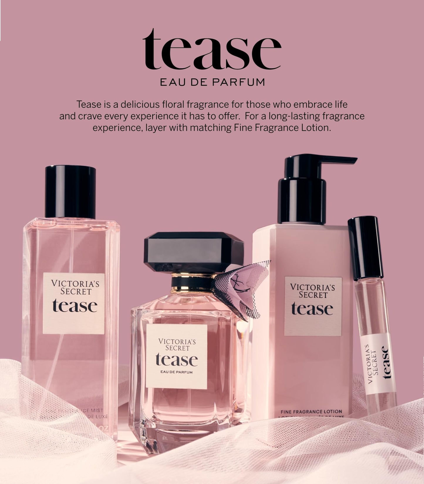 Victoria's Secret Tease Eau de Parfum, Notes of White Gardenia, Anjou Pear & Black Vanilla, Perfumes for Women (1.7 oz)