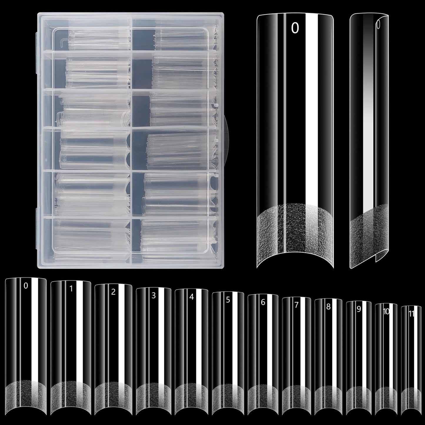 240PCS No C Curve Clear nail tips for Acrylic Nails Professional, XL Extra Long Square Flat, Half Cover Straight Tapered Square French Fake nail tips Beauty and Personal Care LIONVISON Default Title