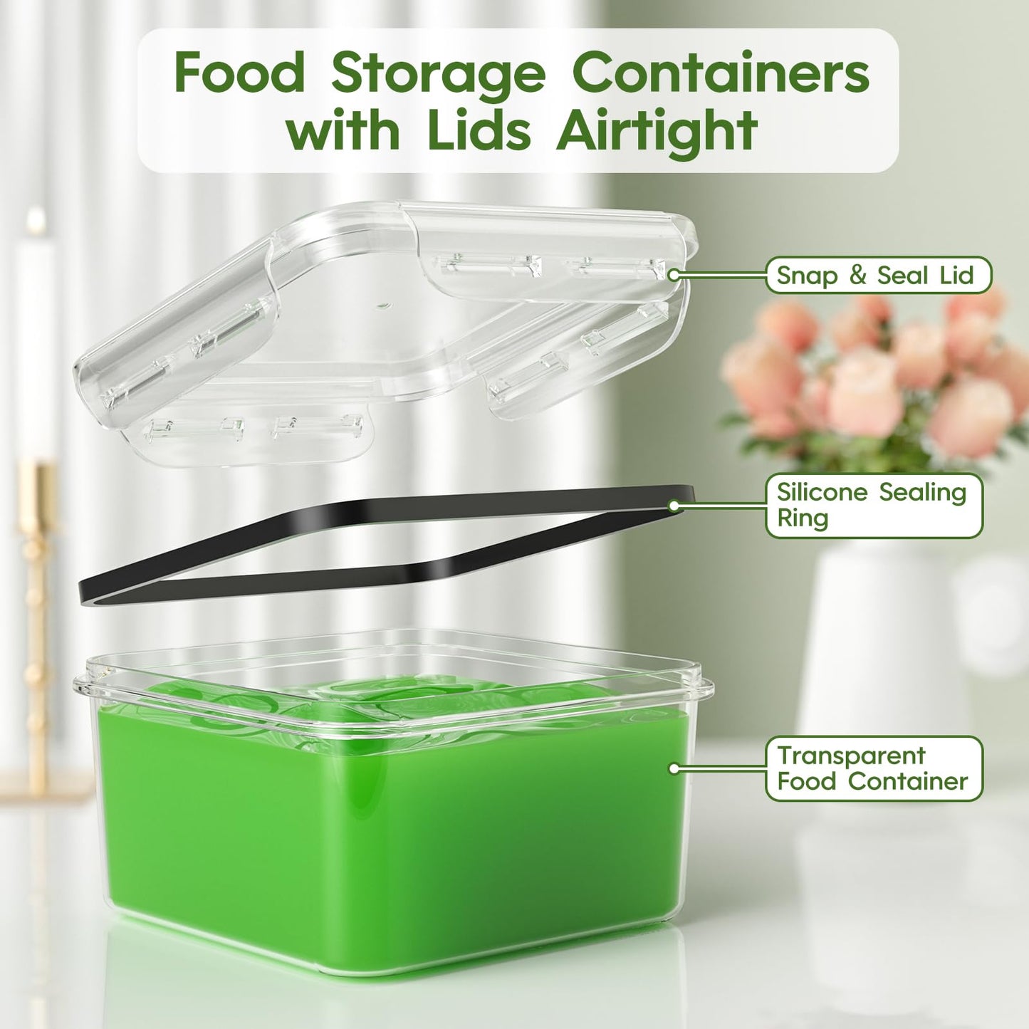 KEMETHY 36-Piece Food Storage Containers with Lids(18 Container & 18 Lid), Plastic Food Containers for Pantry & Kitchen Storage and Organization…