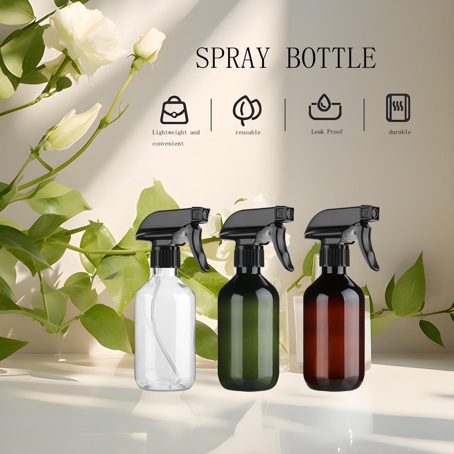 Likealot 2 Pack Leakproof Spray Bottles 300ml - Adjustable Nozzle (Mist/Jet), Refillable PET Plastic for Hair, Cleaning, Plants, Travel | BPA-Free Beauty and Personal Care Likealot