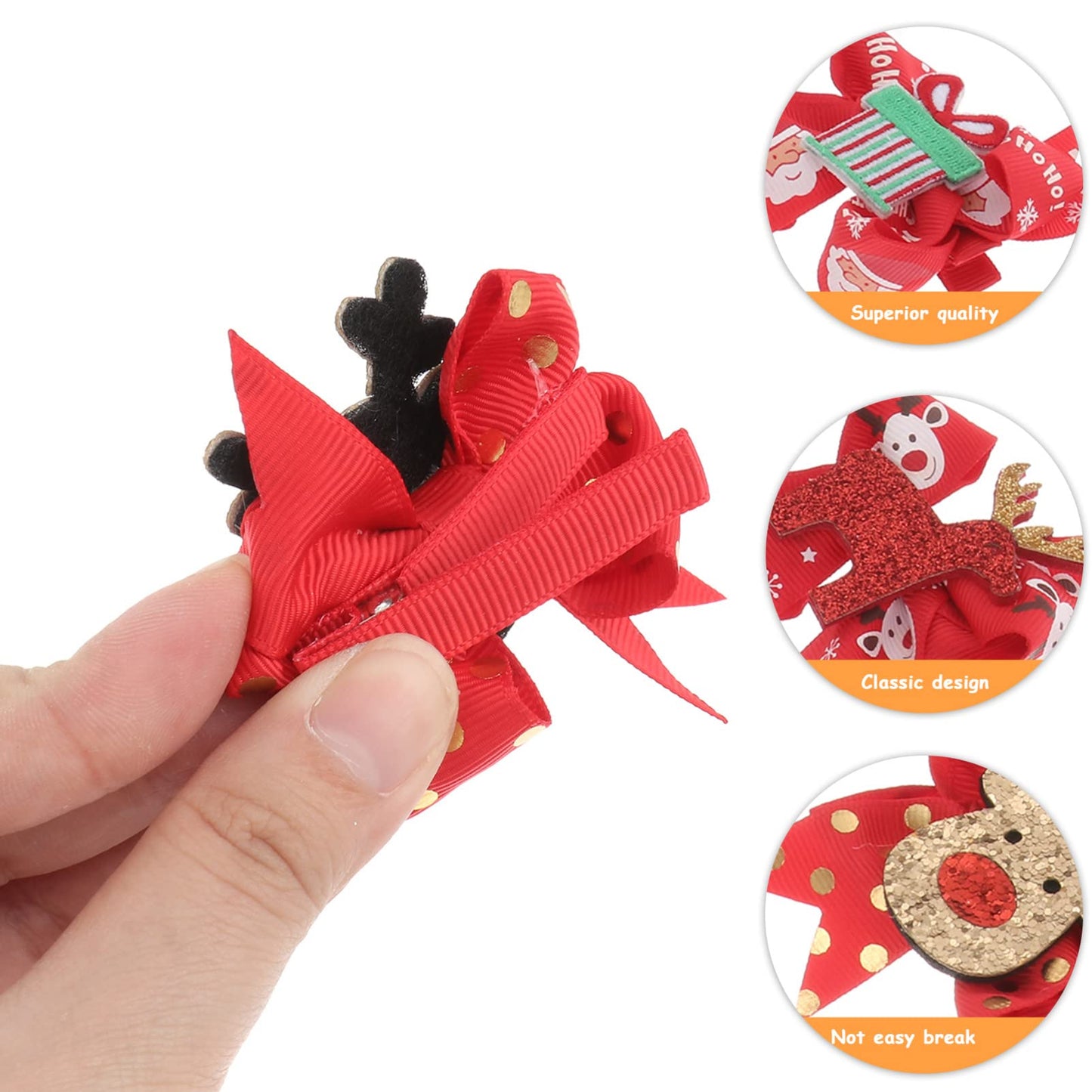 Lurrose 6pcs Christmas Hair Cute Bowknot Hair Clips Xmas Hair Ornaments Party Hair Pin